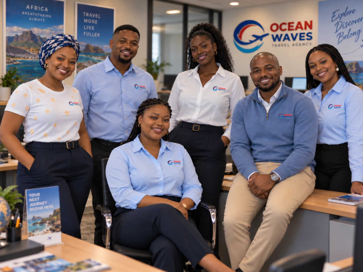 Ocean Waves Travel Agency team in the office
